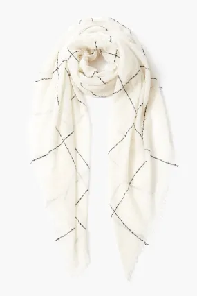 100% Cashmere Scarf Eggshell Windowpane