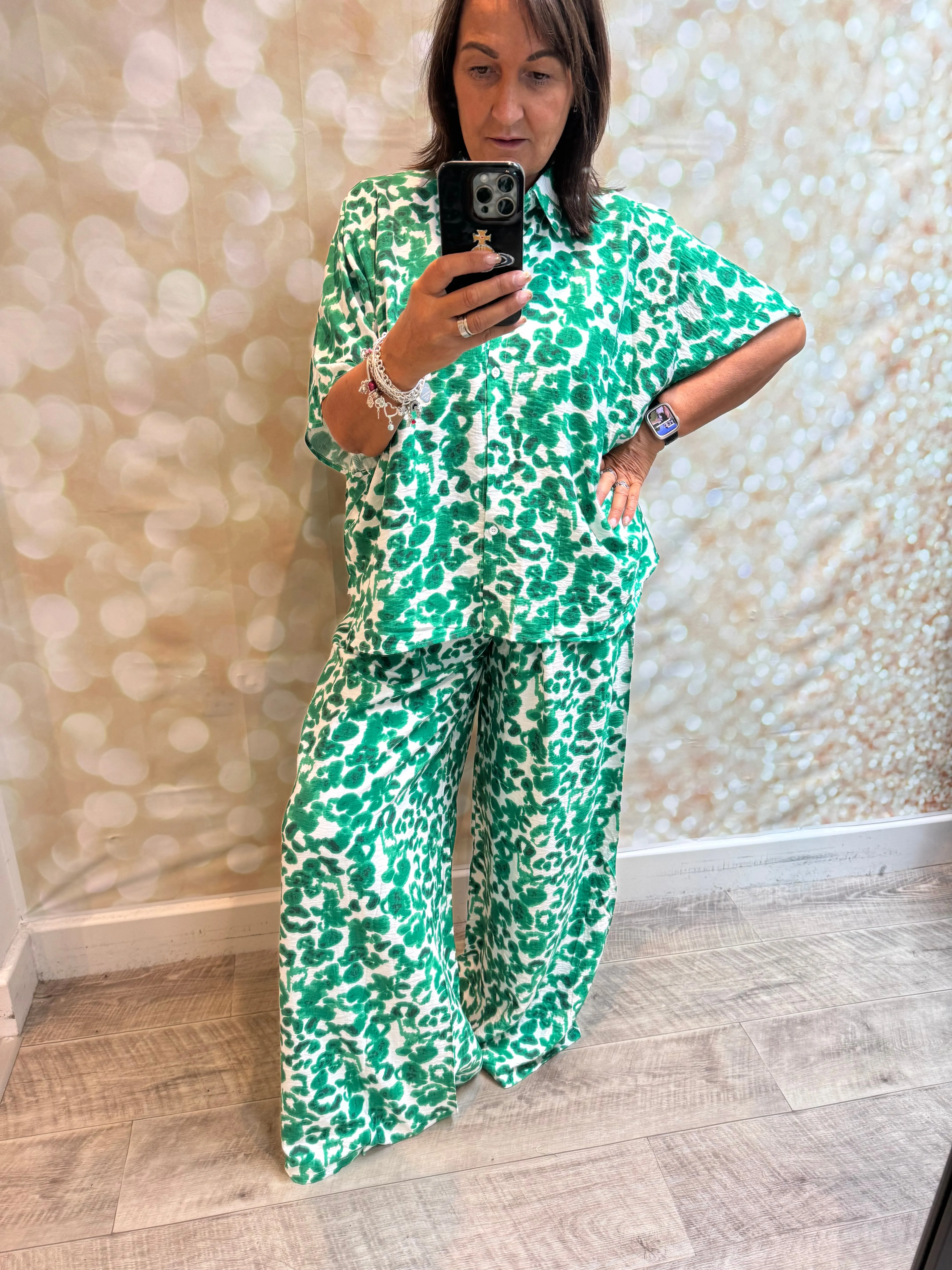 2 Piece Palazzo Trouser / Top set in smudge print