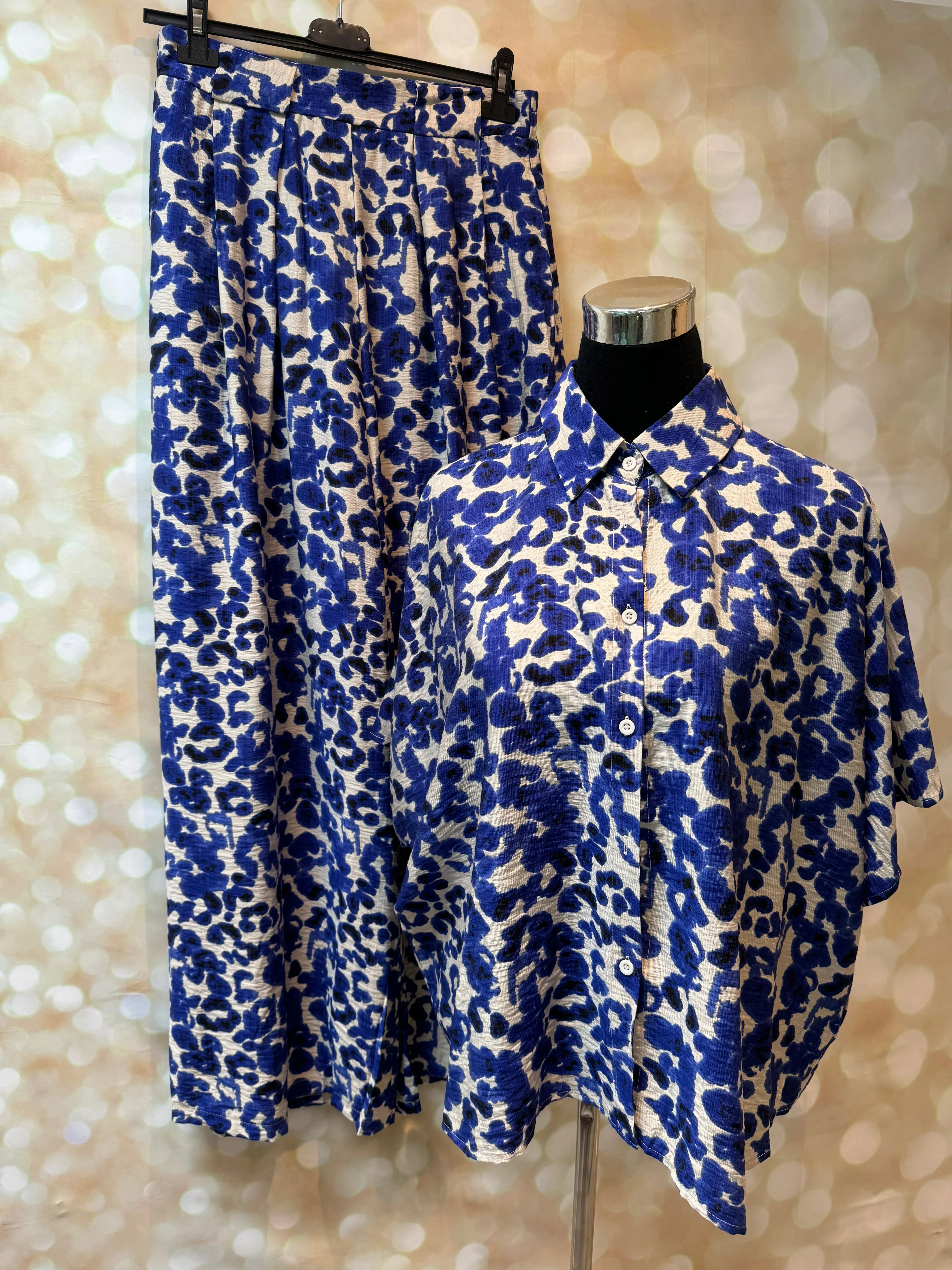 2 Piece Palazzo Trouser / Top set in smudge print