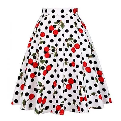 2023 Summer A Line Vintage Floral High Waist Midi Skirt