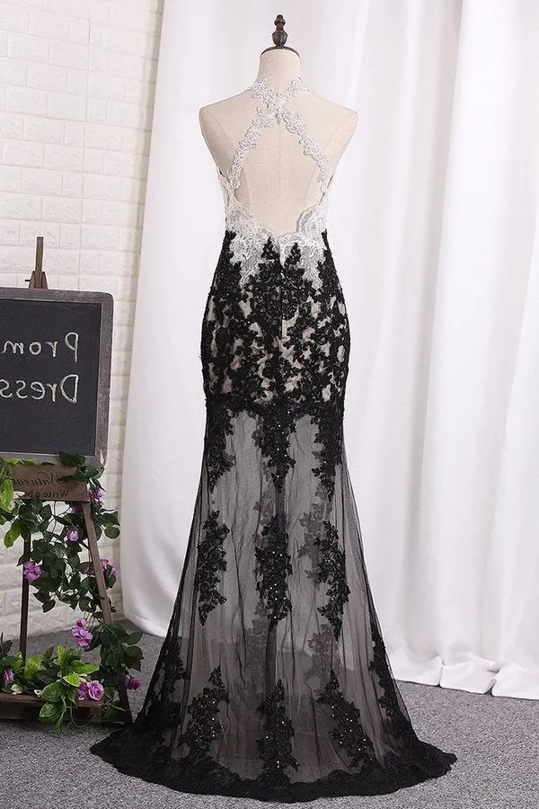 2024 Sexy Open Back Mermaid Prom Dresses Spaghetti Straps P1Z88PE9