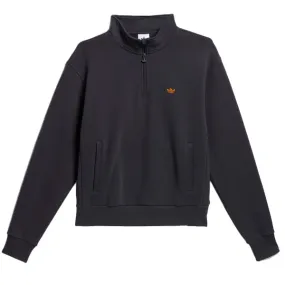 ADIDAS HEAVYWEIGHT SHMOOFOIL 1/4 ZIP SWEATSHIRT - CARBON BLACK