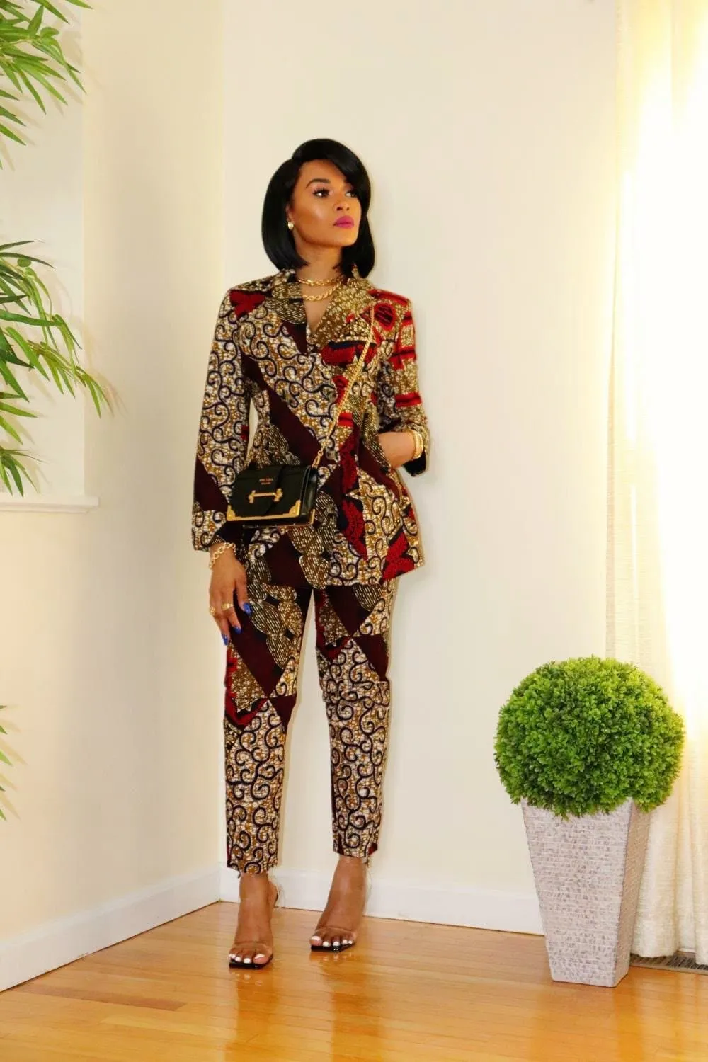 African Print Fitted Trousers - Yemme