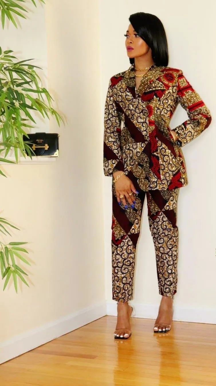 African Print Fitted Trousers - Yemme