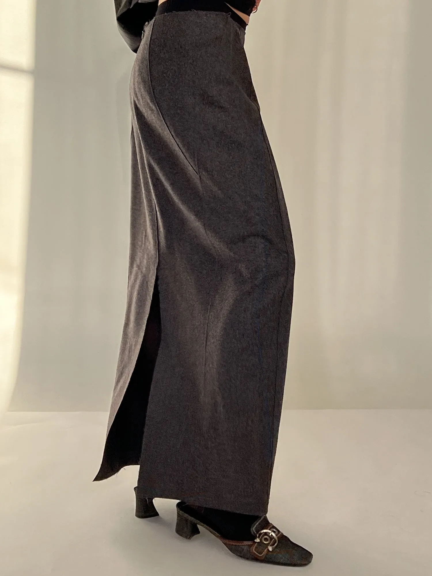 Alberta Ferretti Felted Wool Skirt (M)