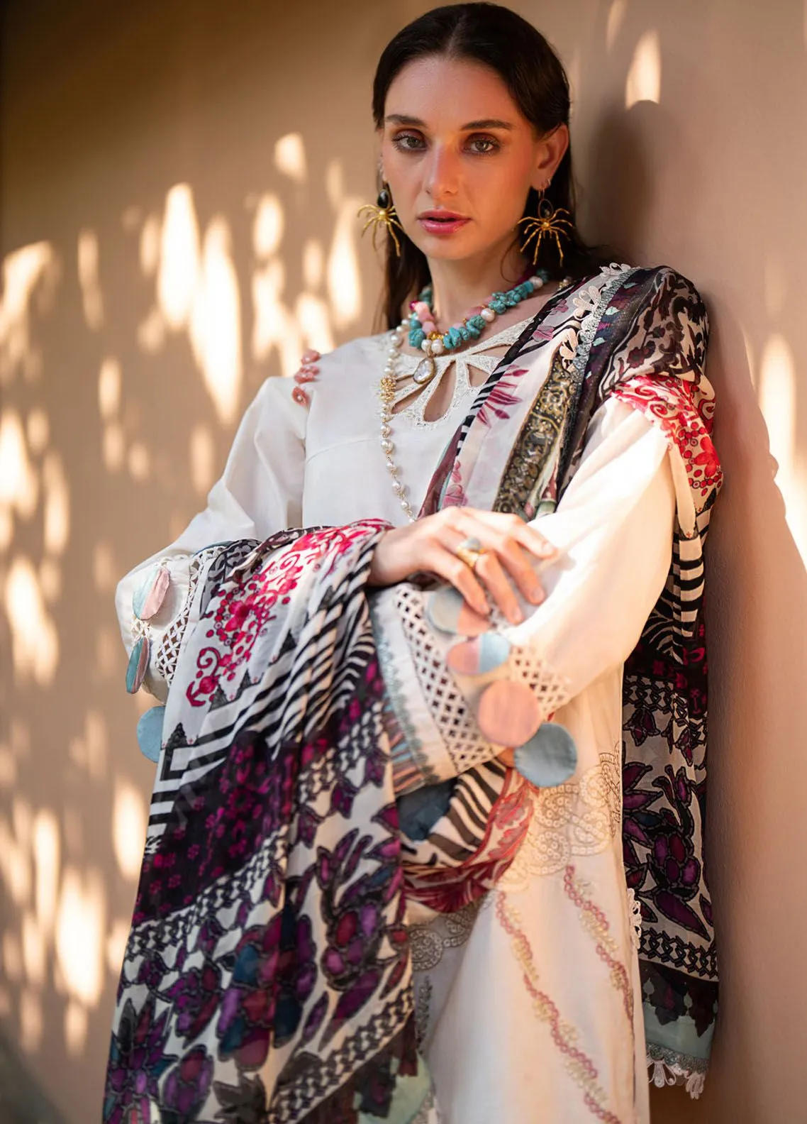 Alif By AJR Couture Signature Luxury Embroidered Lawn 3 Piece Unstitched Suit AJRC24ASLL-12 SUNBEAM