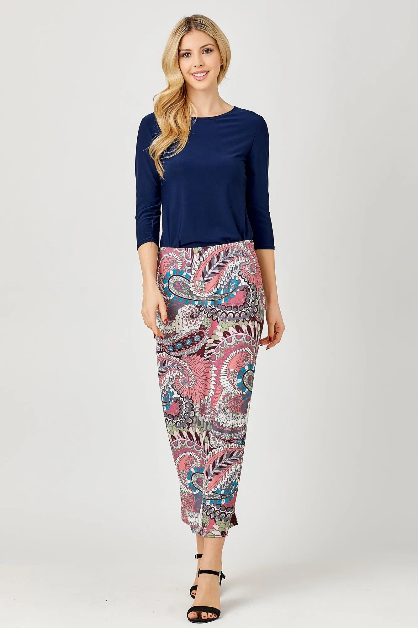 Amy Paisley Dreams Pencil Skirt-Regular & Plus