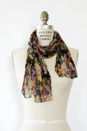 Atar Black Floral Scarf