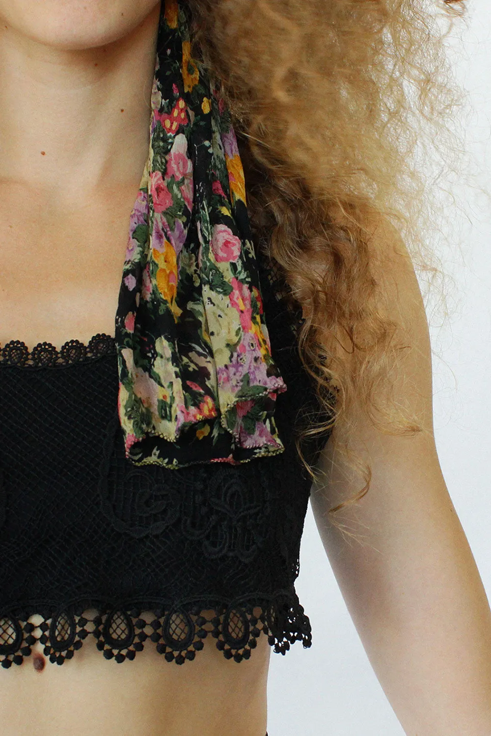 Atar Black Floral Scarf