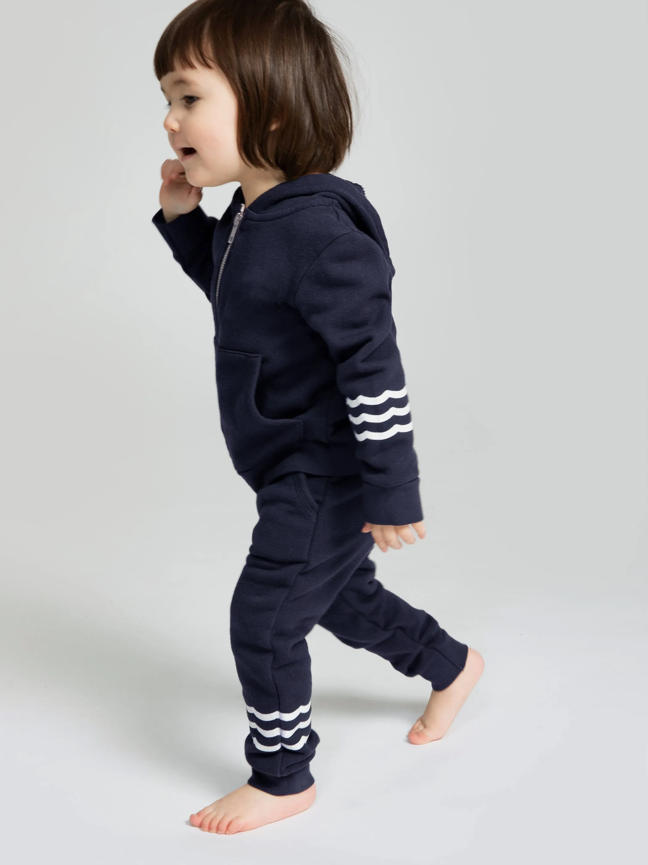 Baby Coastal Waves Zip Hoodie - Indigo