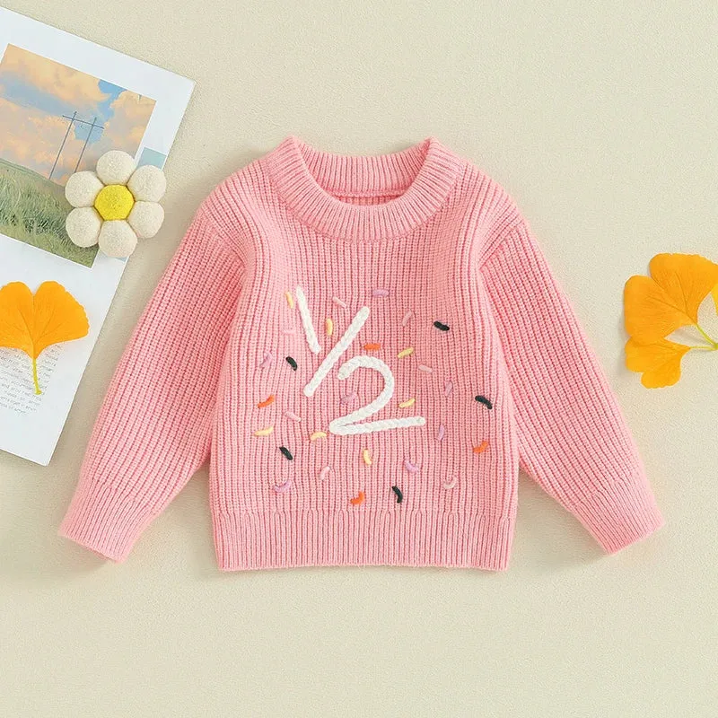 Baby Girls Deluxe Sweater - Half Birthday - 6M, 12M