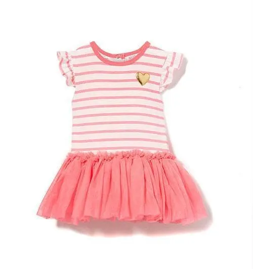 Ballerina Bubbysuit - Neon Coral Stripe (Milky Baby)