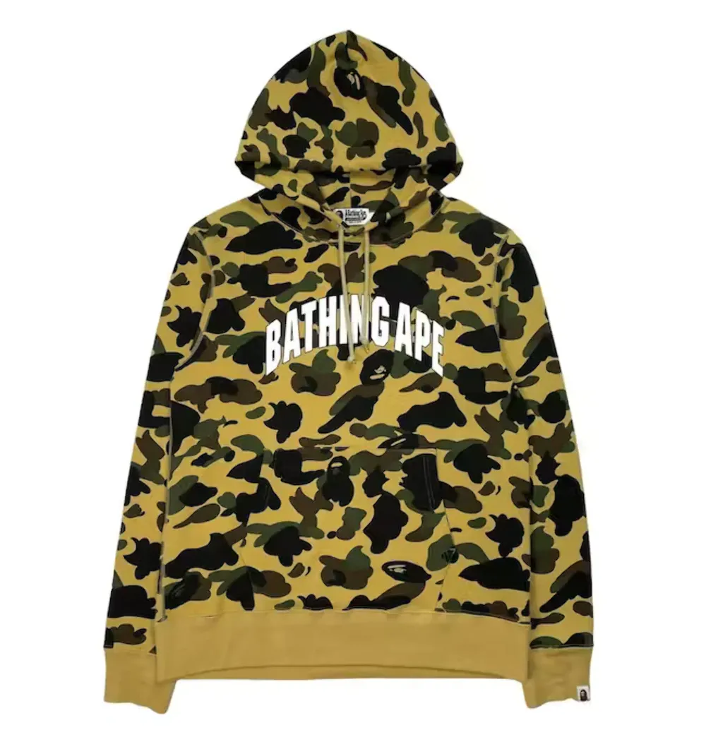 Bape 1ST Camo Pullover Hoodie Yellow 001PPI801009MTEL