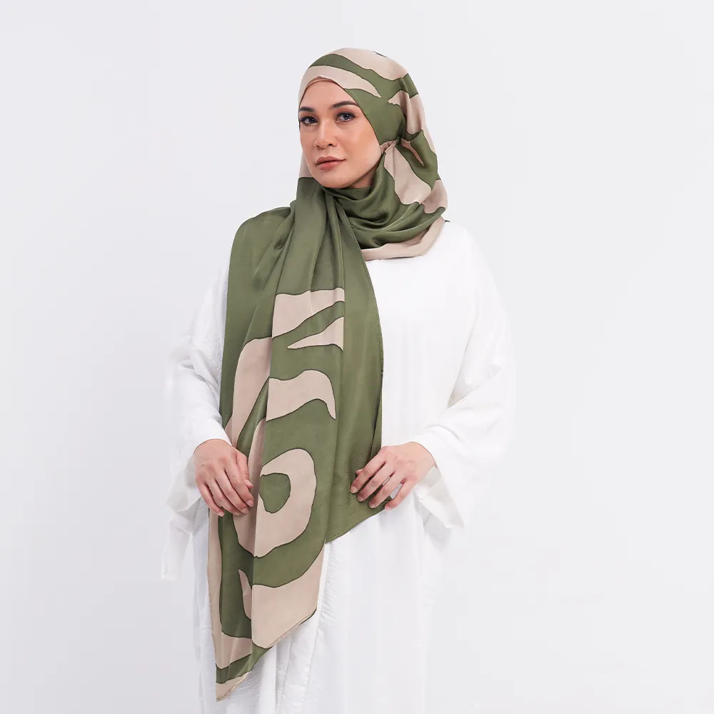 Batik Scarf (Silk Cotton) - Olive Rose