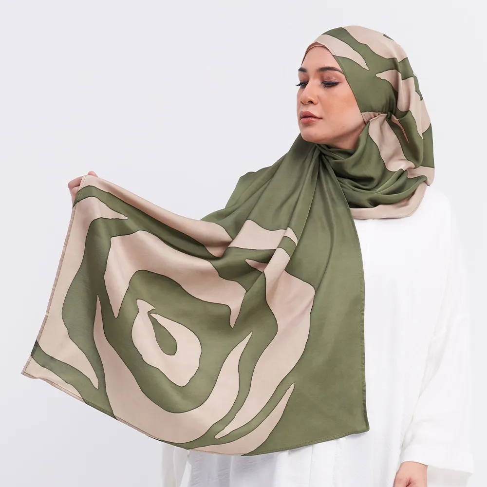 Batik Scarf (Silk Cotton) - Olive Rose