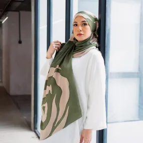 Batik Scarf (Silk Cotton) - Olive Rose