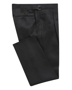 Black Summer Pleated Linen Trouser