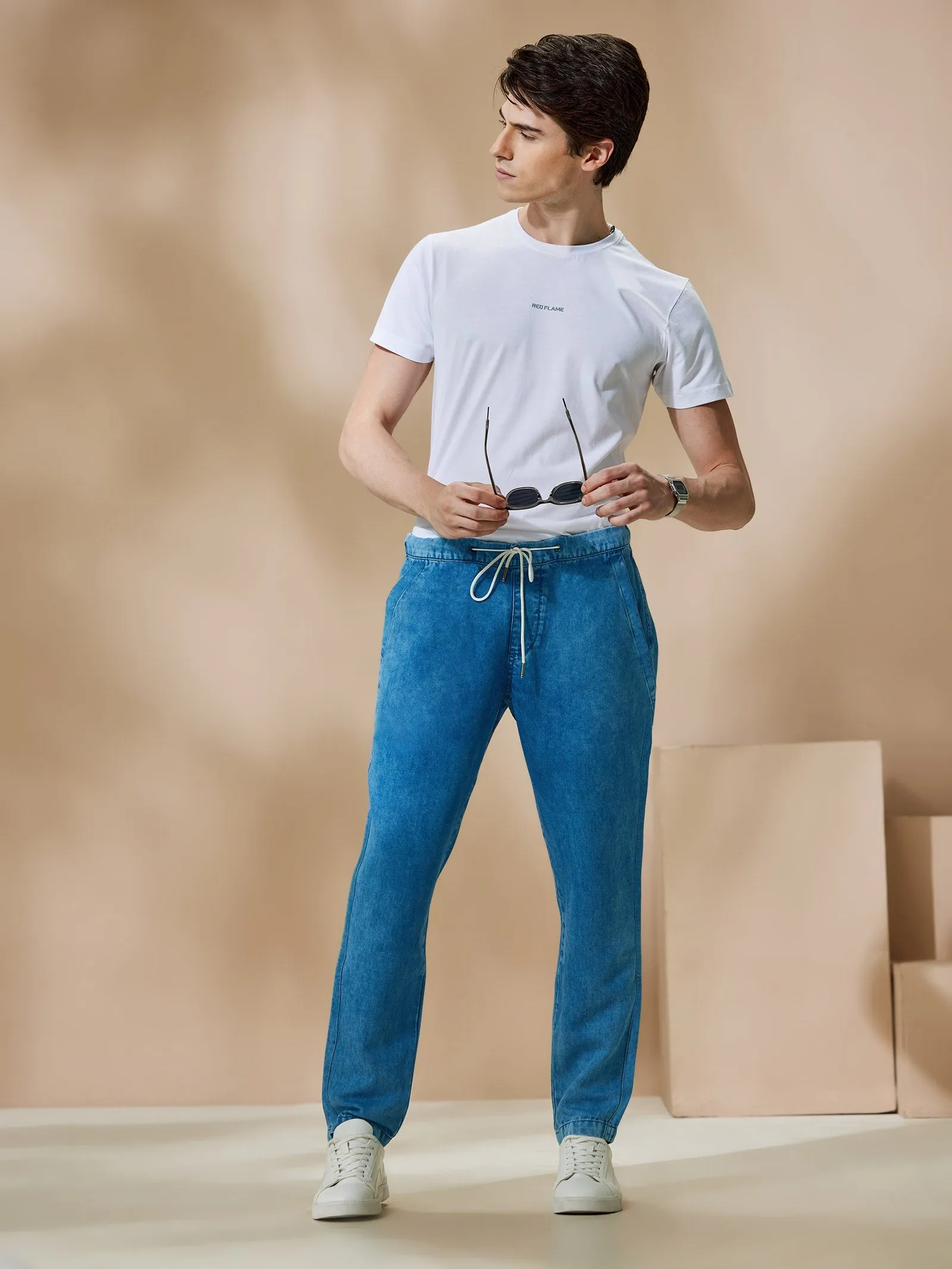 Blue Linen Travel Pant