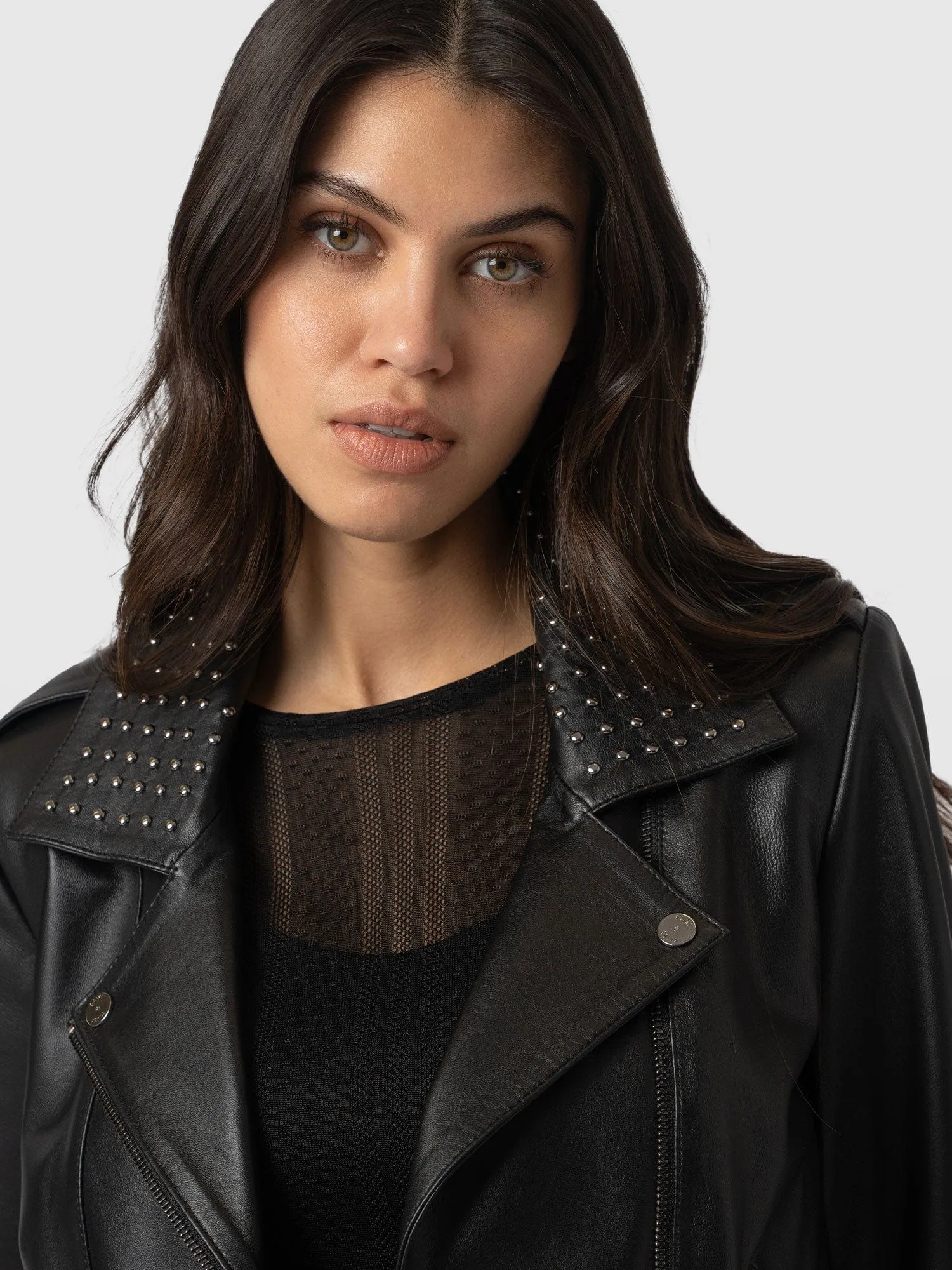 Bonham Studded Biker Jacket - Black