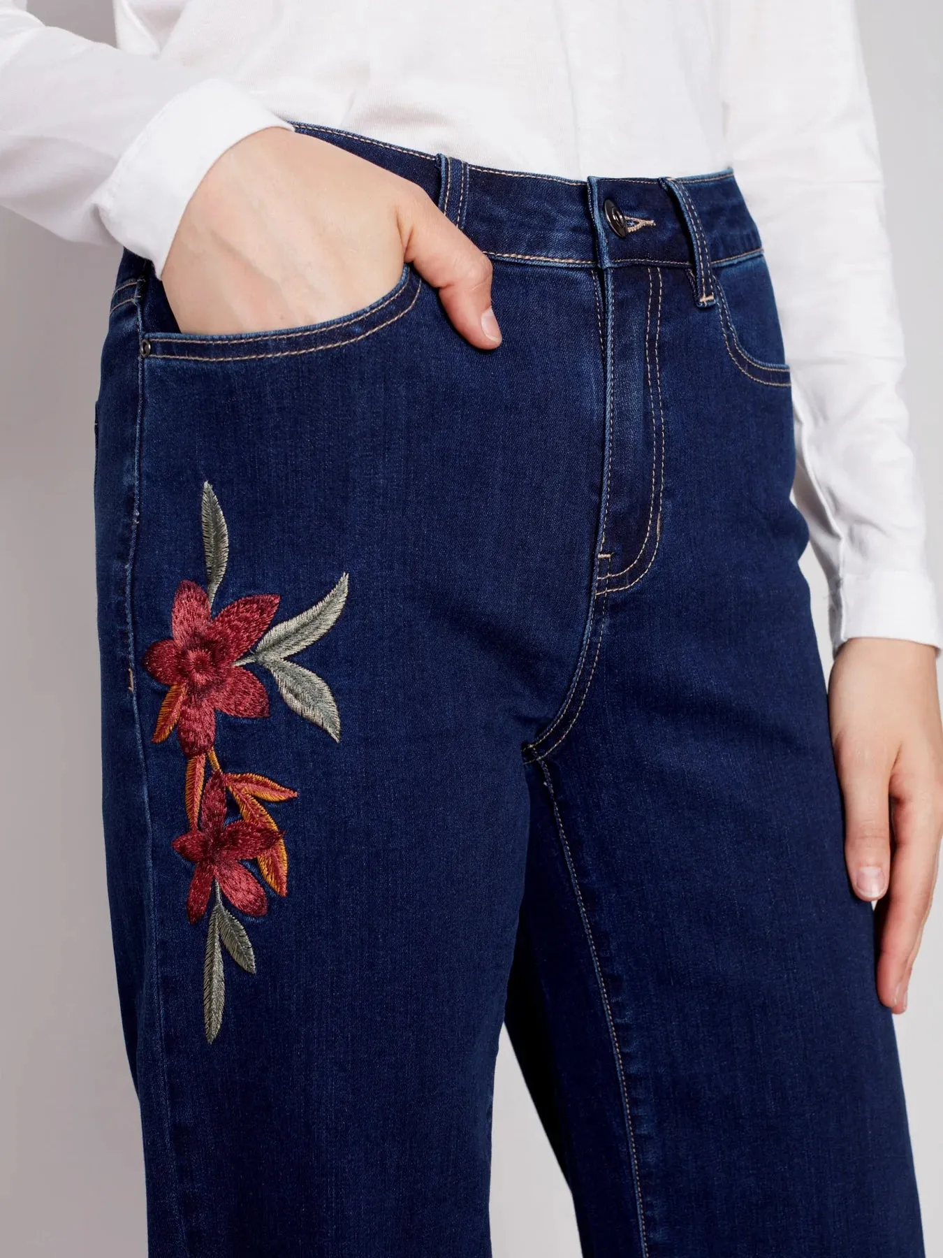 Bootleg Embroidered Jean