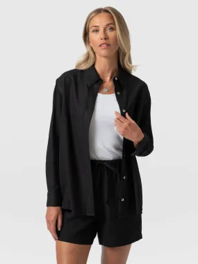 Boyfriend Shirt - Black Linen