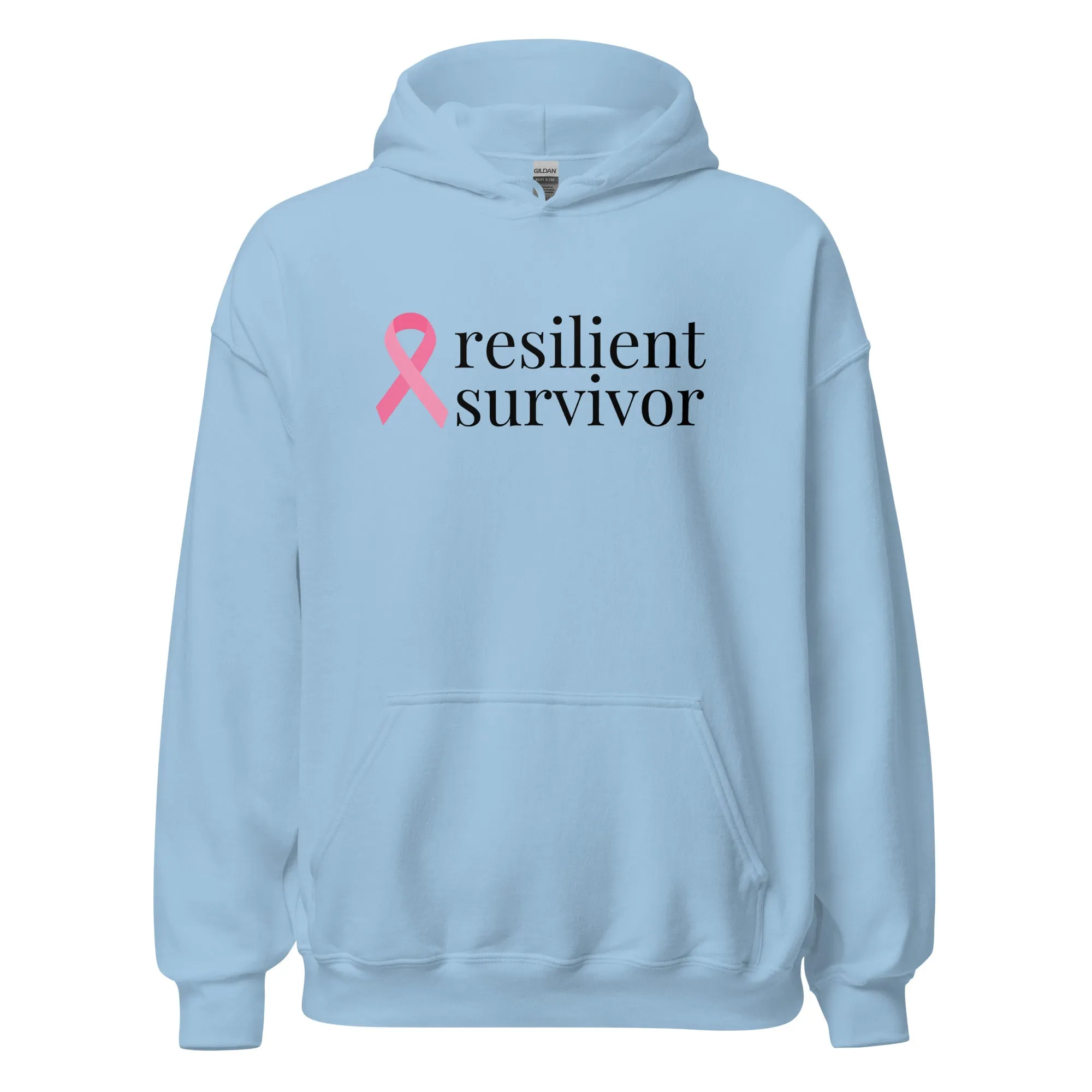 Breast Cancer "resilient survivor" Ribbon Hoodie (Several Colors Available)