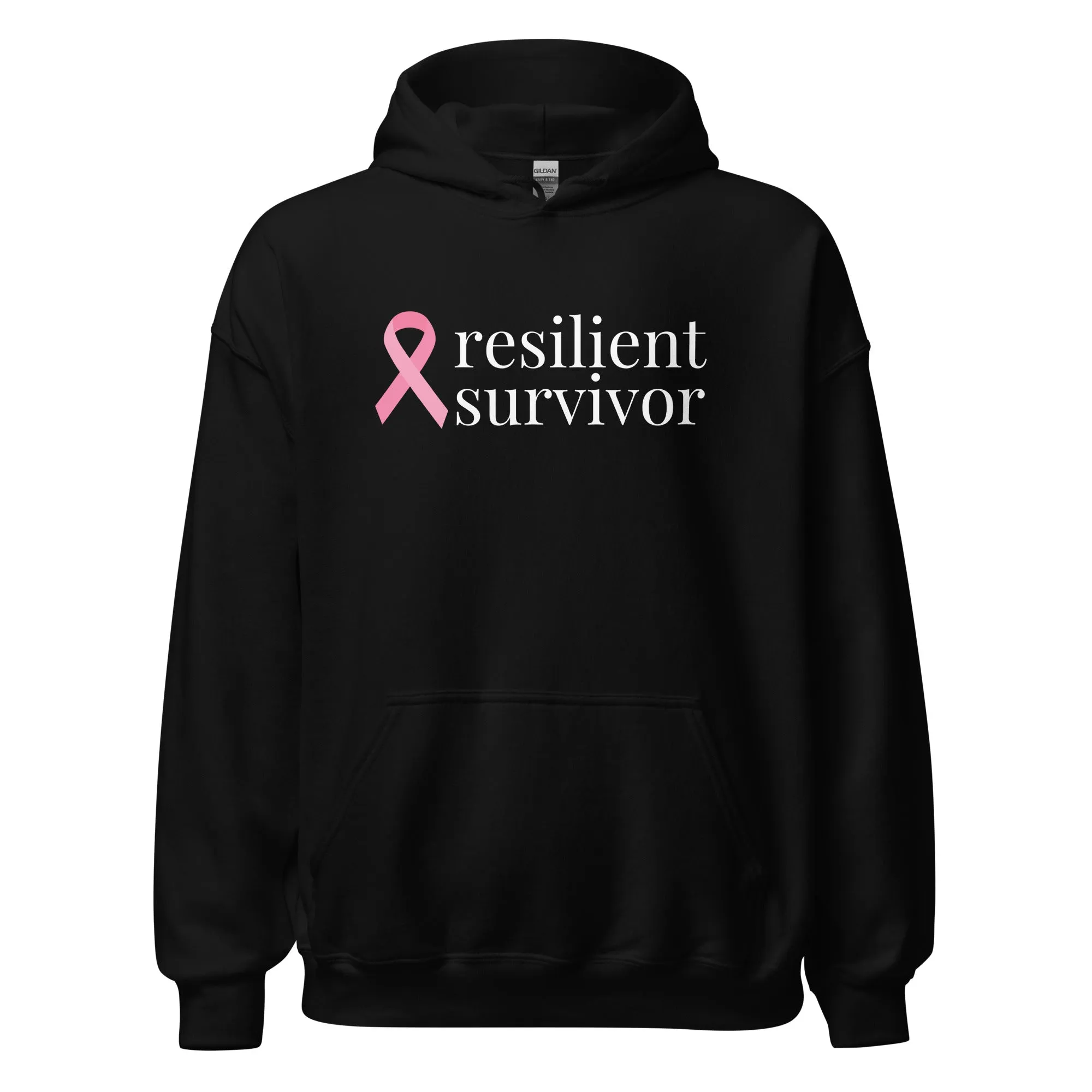 Breast Cancer "resilient survivor" Ribbon Hoodie (Several Colors Available)