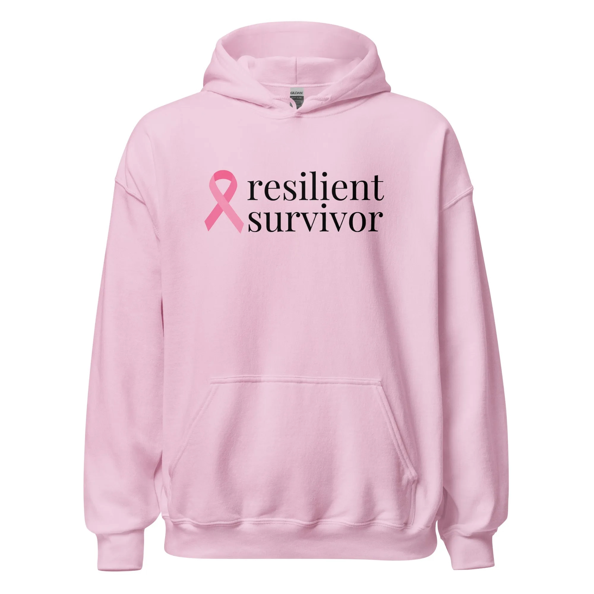 Breast Cancer "resilient survivor" Ribbon Hoodie (Several Colors Available)