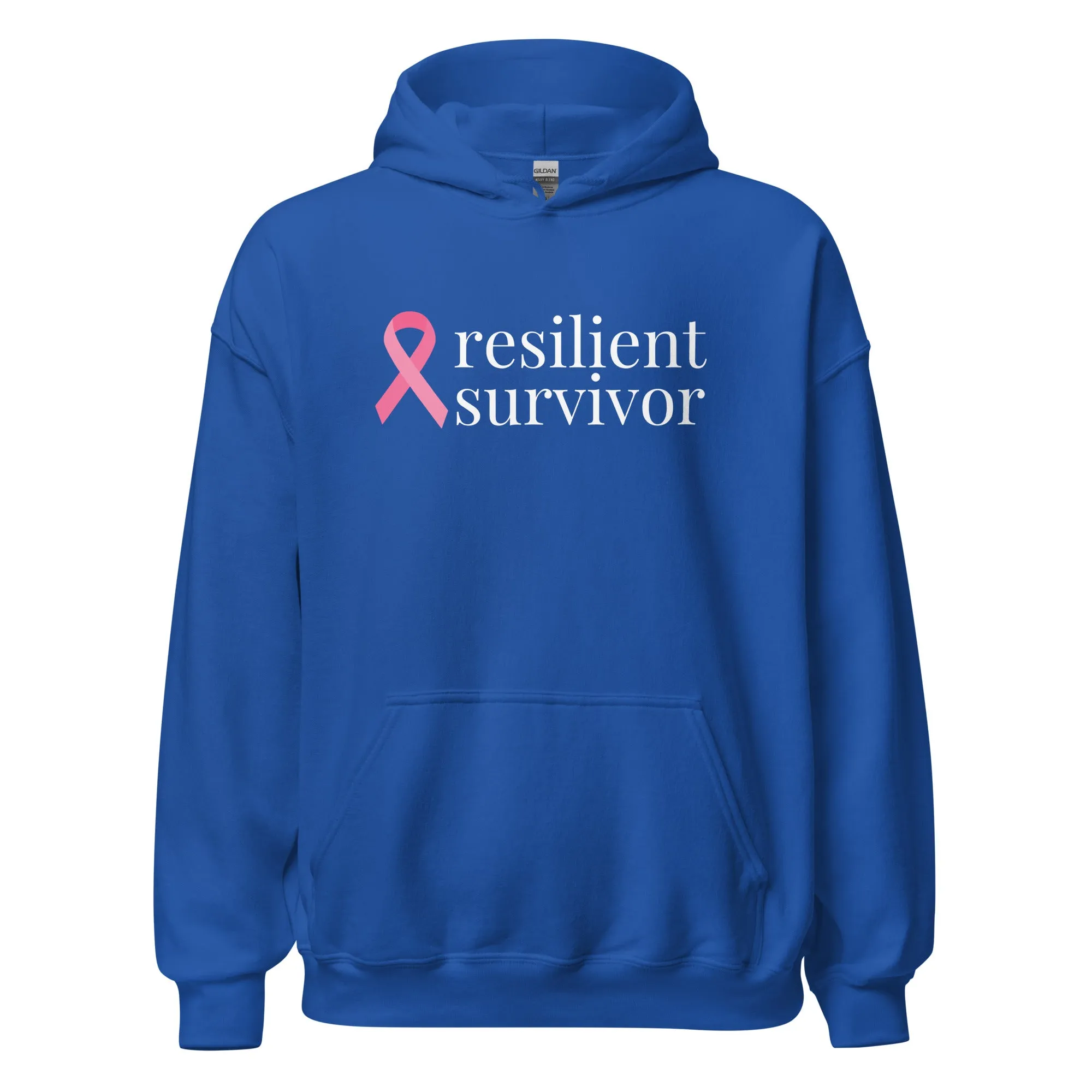 Breast Cancer "resilient survivor" Ribbon Hoodie (Several Colors Available)