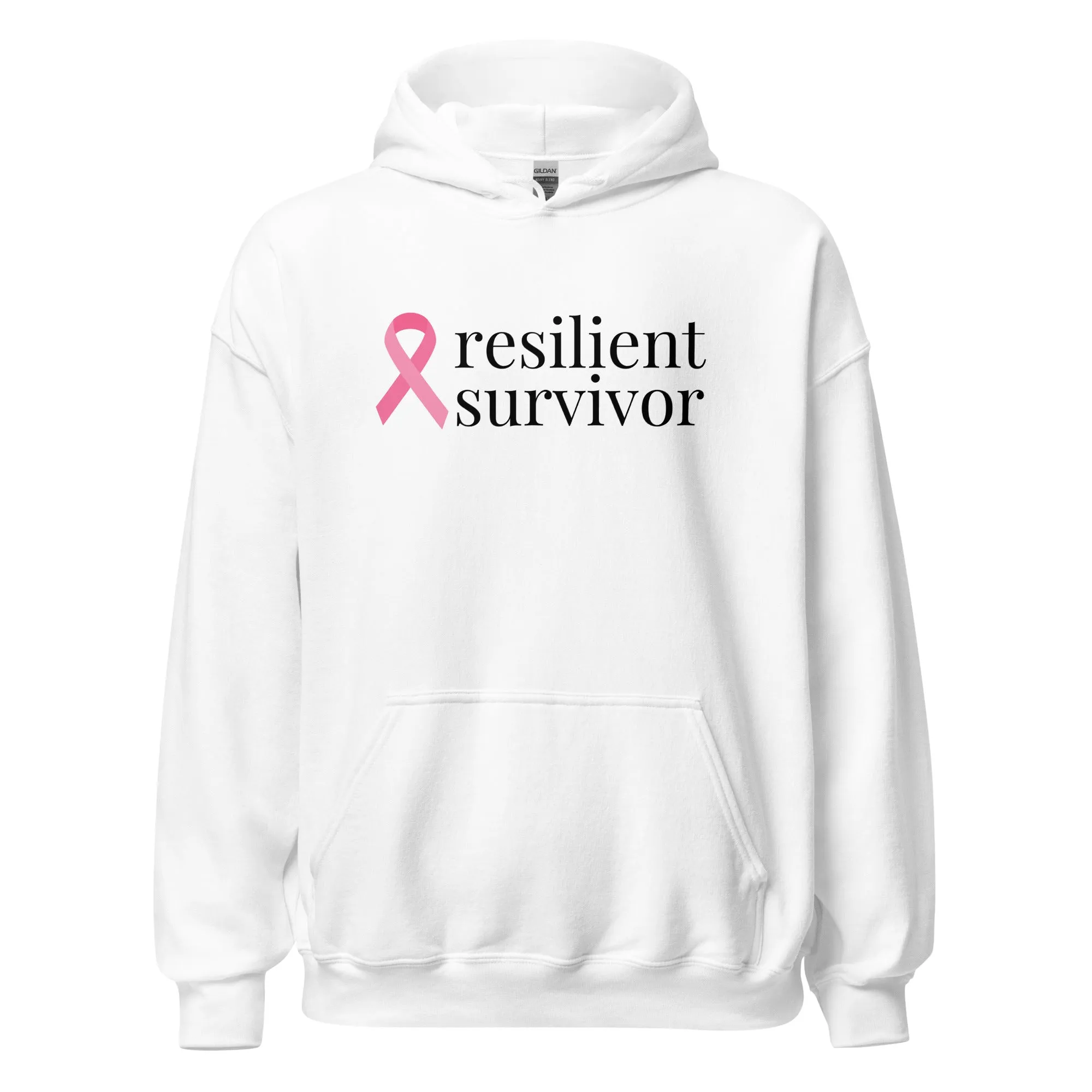 Breast Cancer "resilient survivor" Ribbon Hoodie (Several Colors Available)