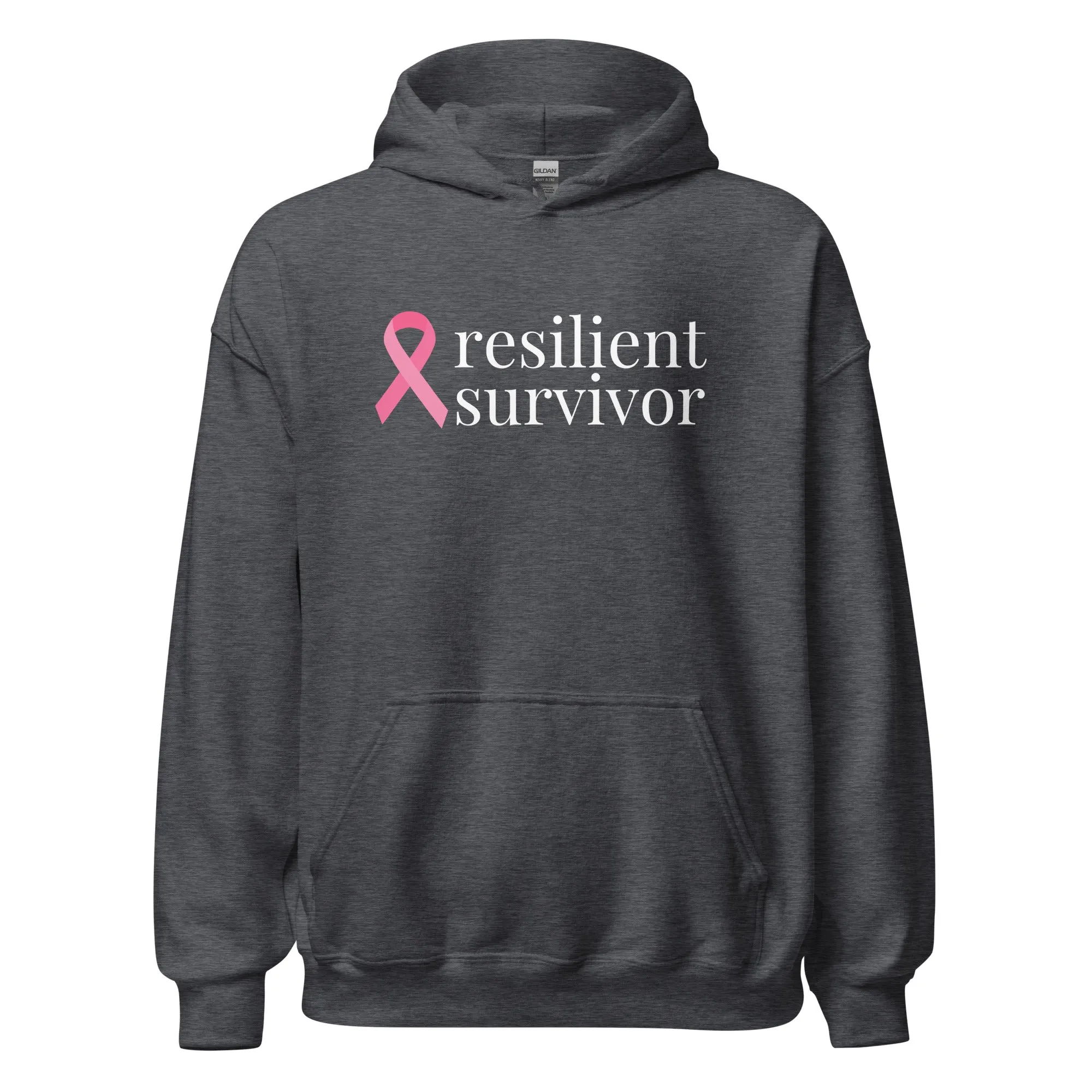 Breast Cancer "resilient survivor" Ribbon Hoodie (Several Colors Available)