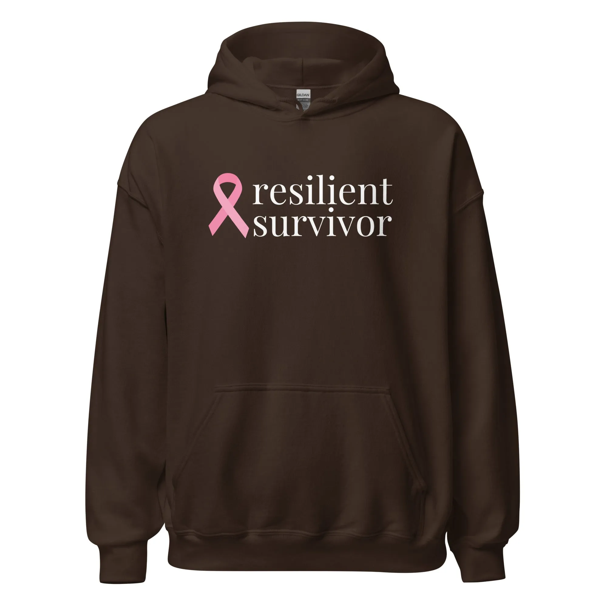 Breast Cancer "resilient survivor" Ribbon Hoodie (Several Colors Available)