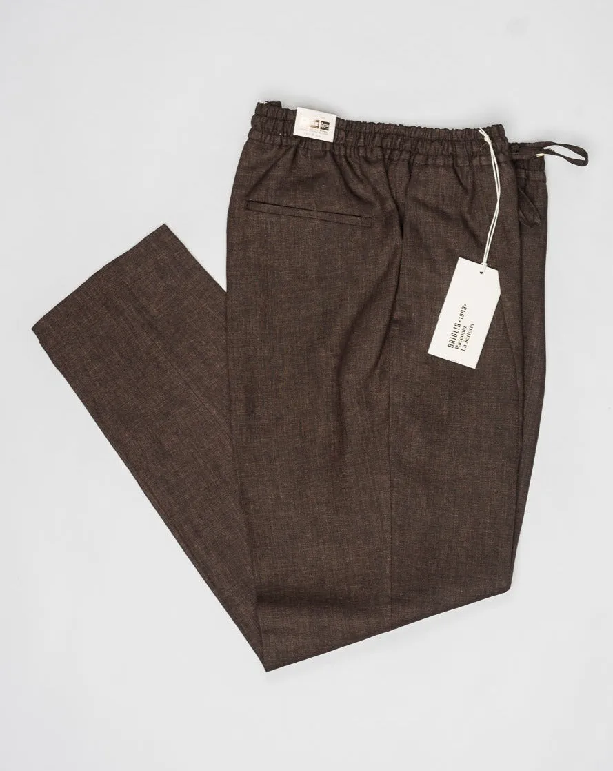 Briglia Linen Drawstring Trousers / Dark Brown