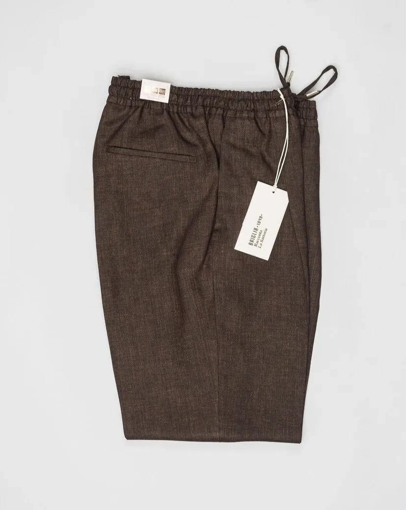 Briglia Linen Drawstring Trousers / Dark Brown