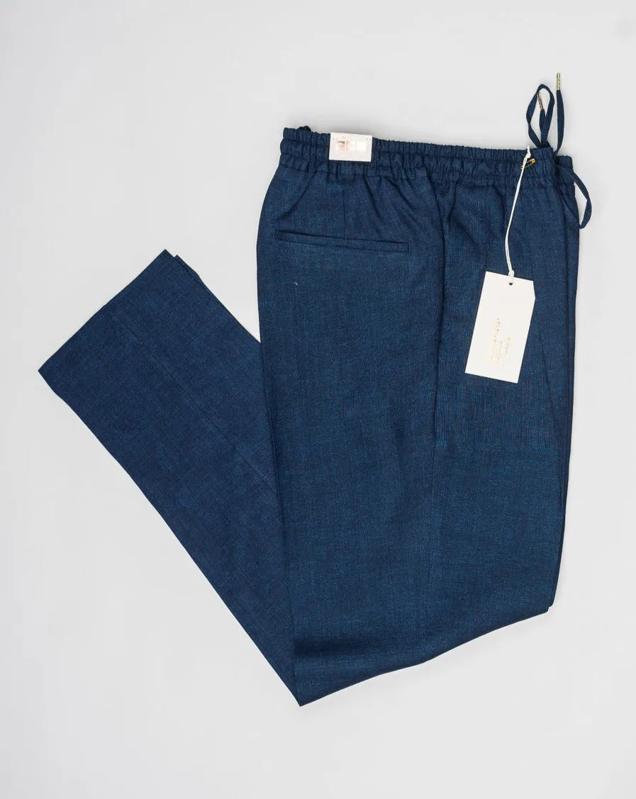 Briglia Linen Drawstring Trousers / Navy