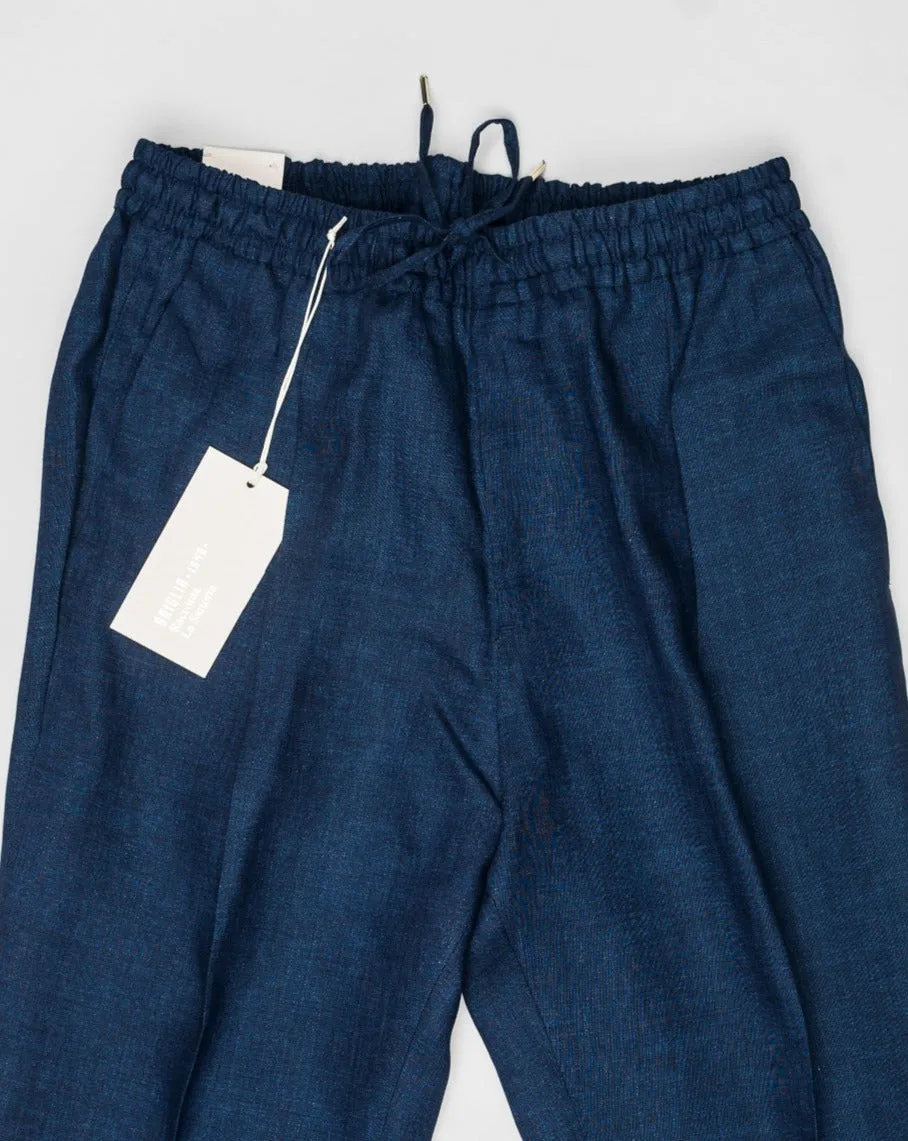 Briglia Linen Drawstring Trousers / Navy