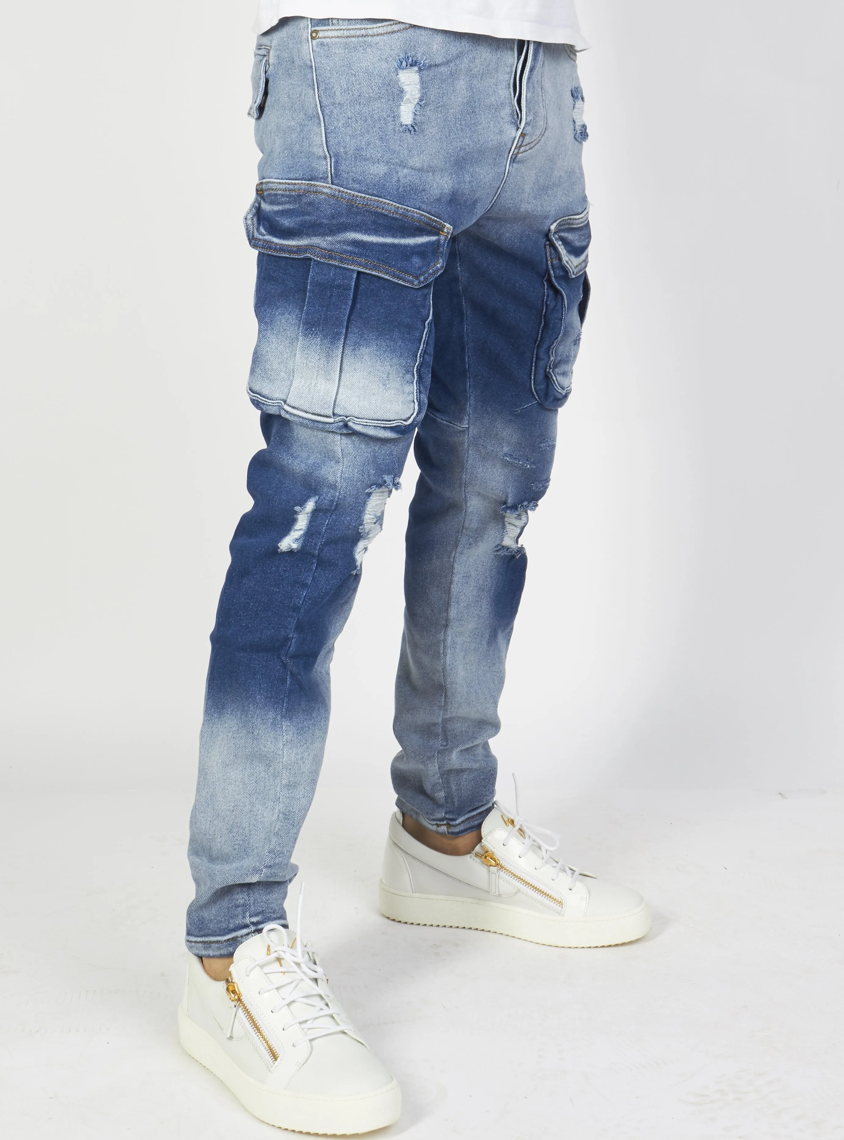 Buyer's Choice Jeans - Cargo - Blue - B4915