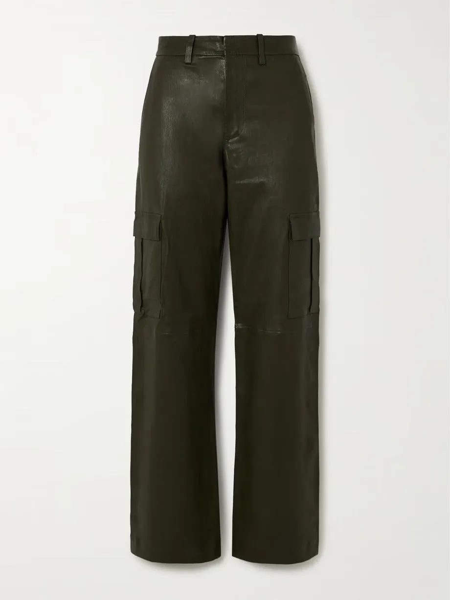 Cactus Leather Baggy Cargo Trousers