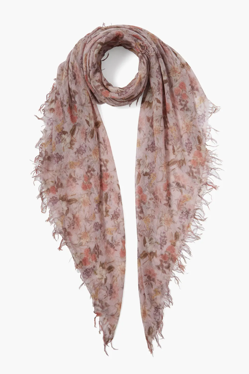 Cashmere and Silk Scarf Mauve Chalk Floral