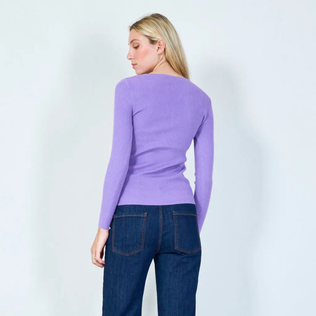 Casual ribbed henley sweater wholesale