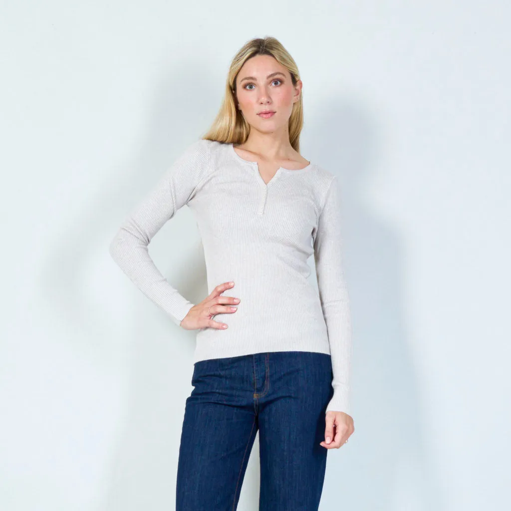 Casual ribbed henley sweater wholesale