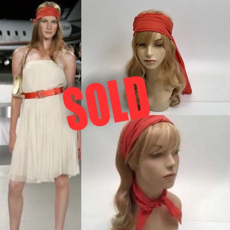 Chanel 08C Orange Cotton Scarf Neckerchief Headband headscarf Bandana