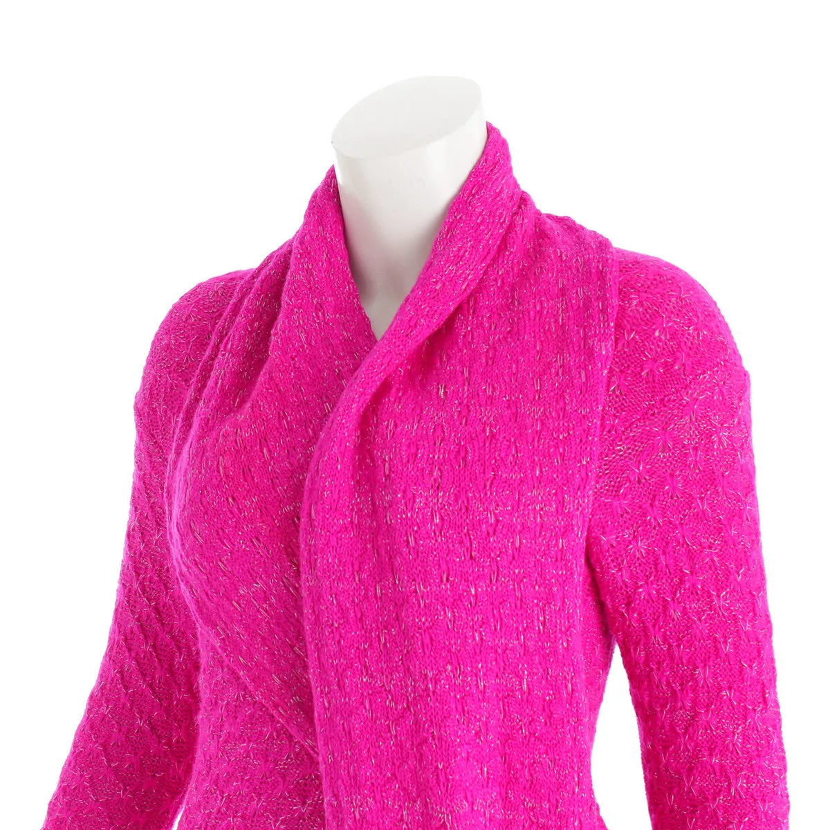 Chanel 2012 Fall 12A Pink Fuchsia Sweater w attached Scarf FR 34