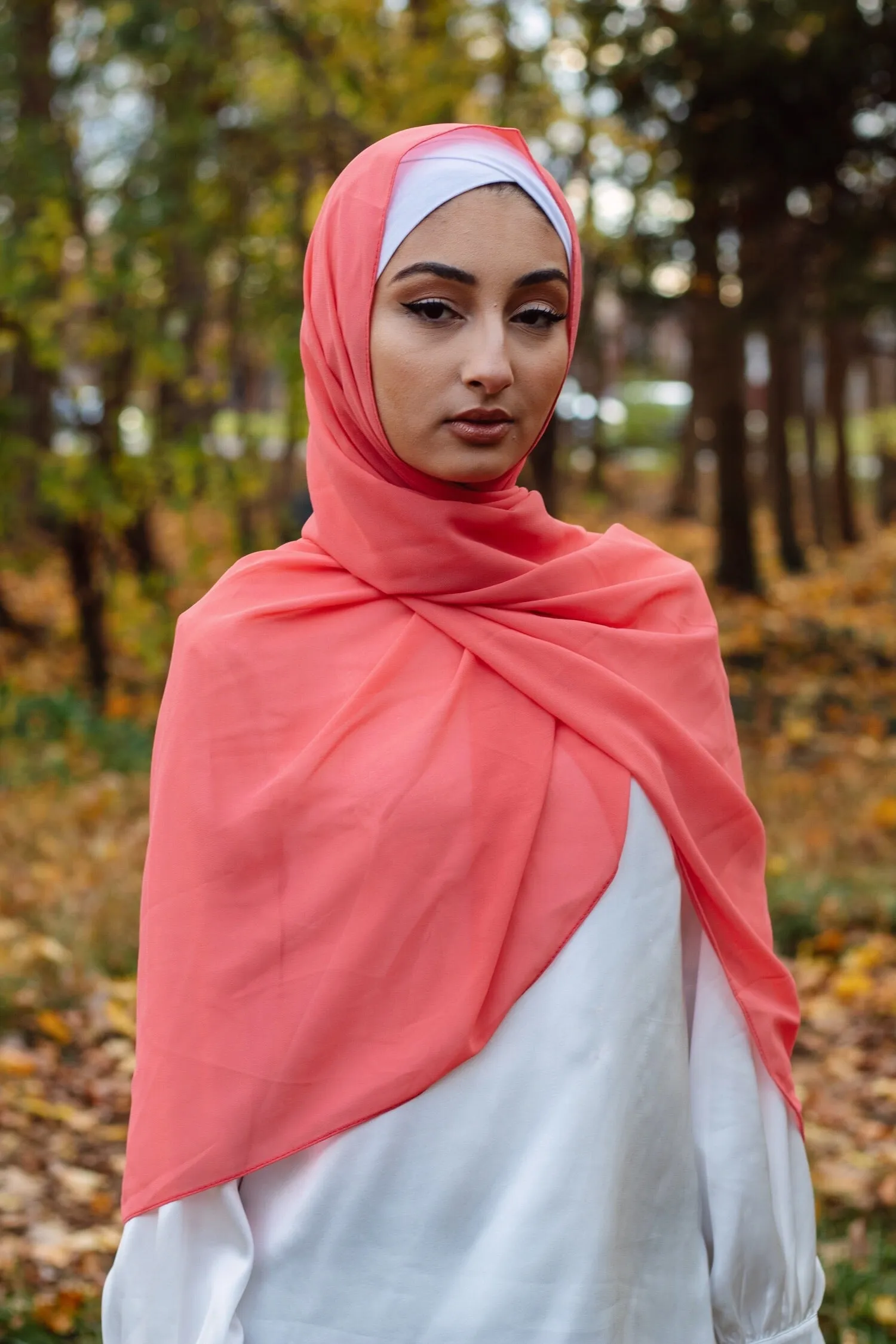 Chiffon Bubble Scarf- coral pink