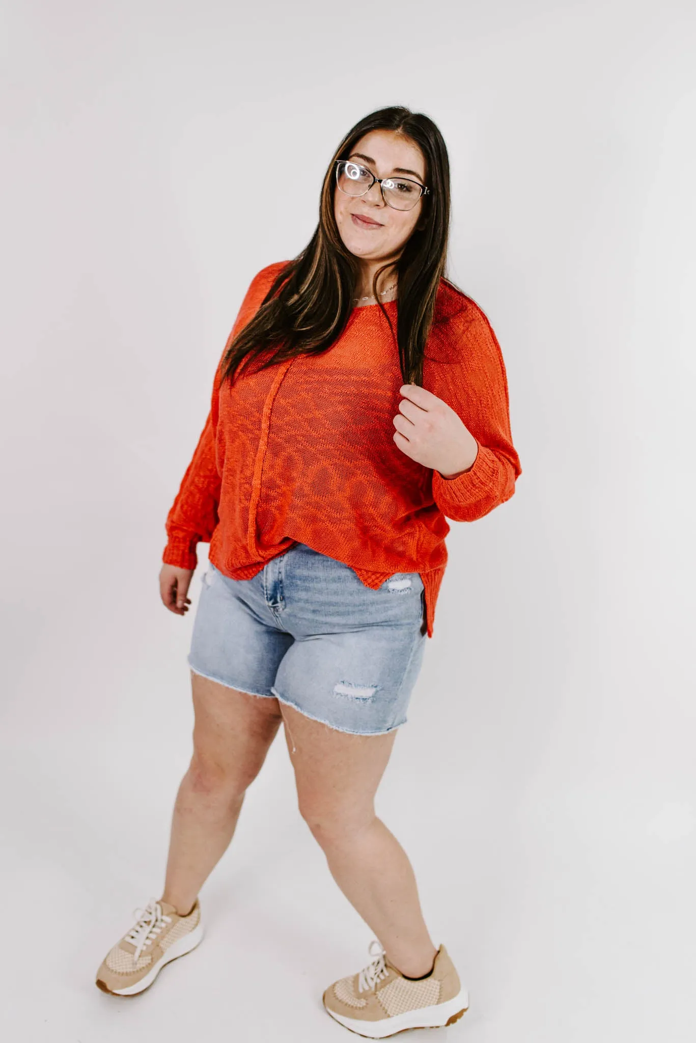 Coastal Ambiance Curvy Front Seam Sweater