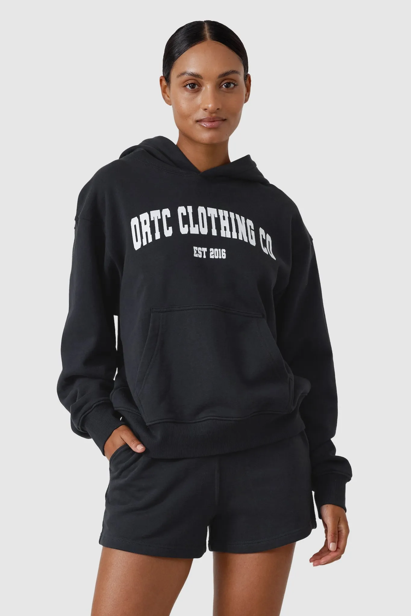 College  Logo Hoodie Washed Black