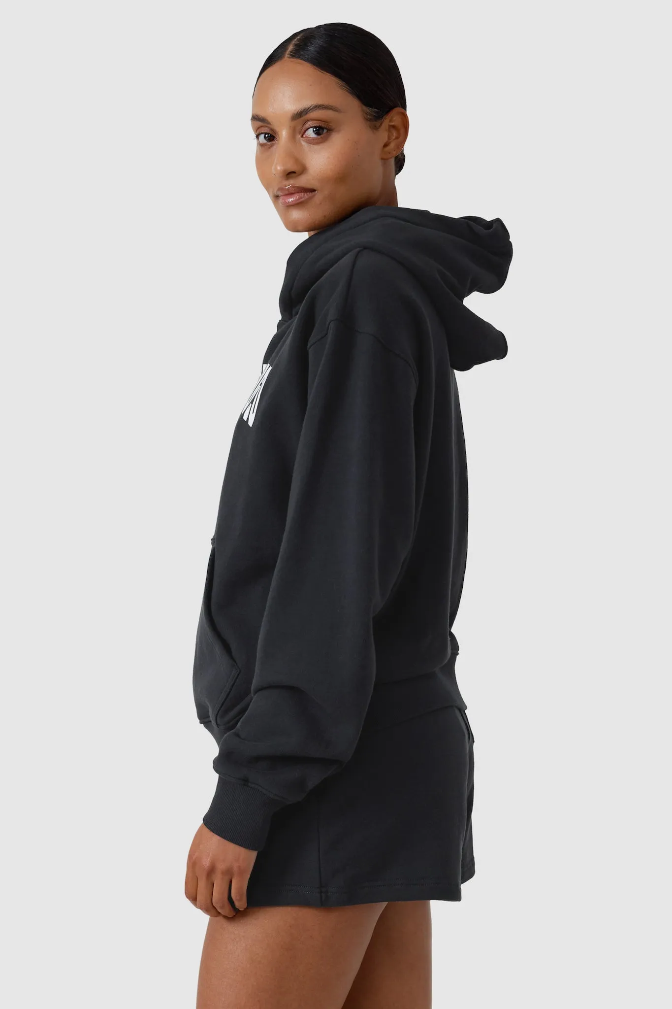 College  Logo Hoodie Washed Black