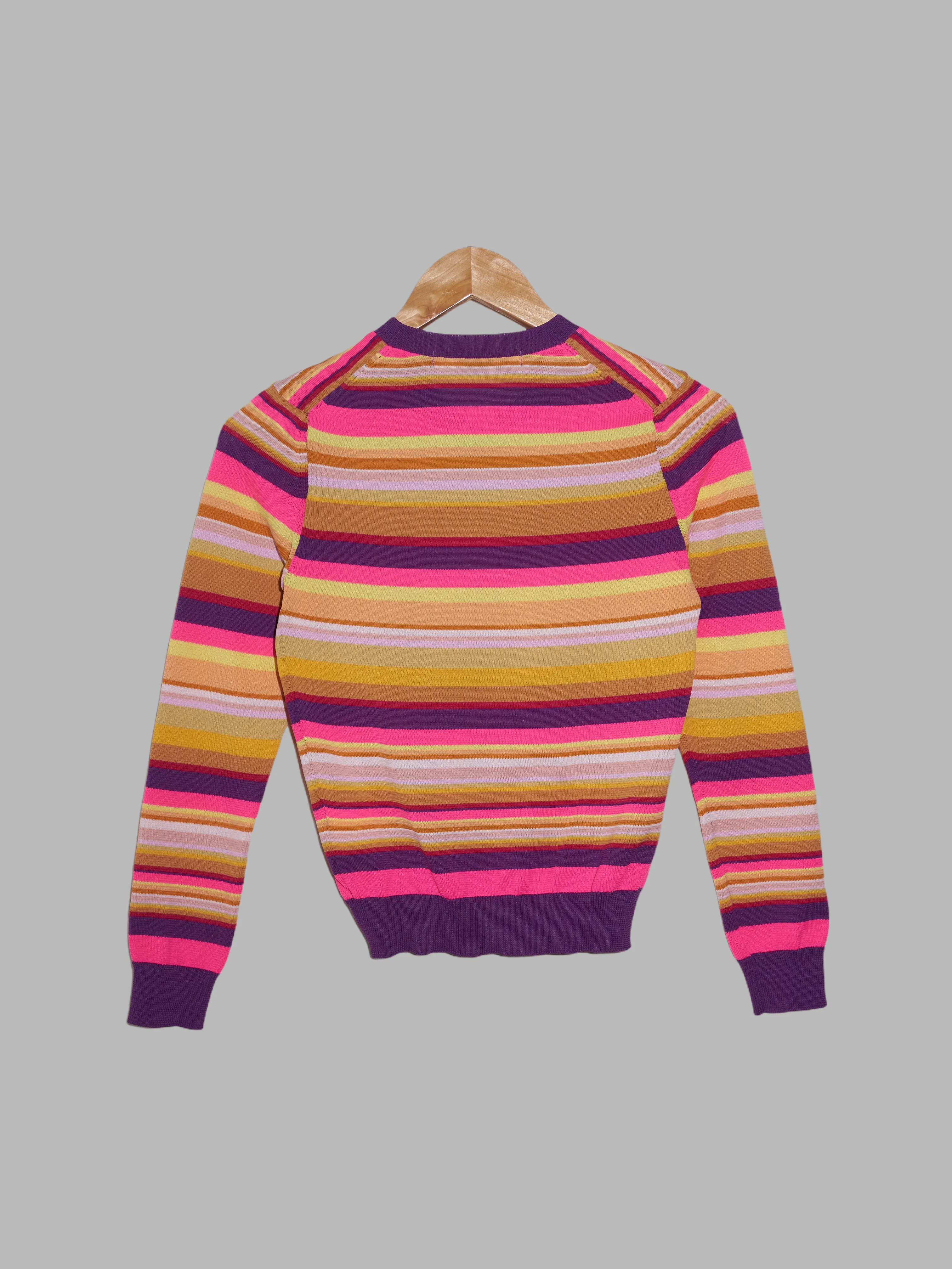 Comme des Garcons 1999 multicolour horizontal striped poly v neck sweater