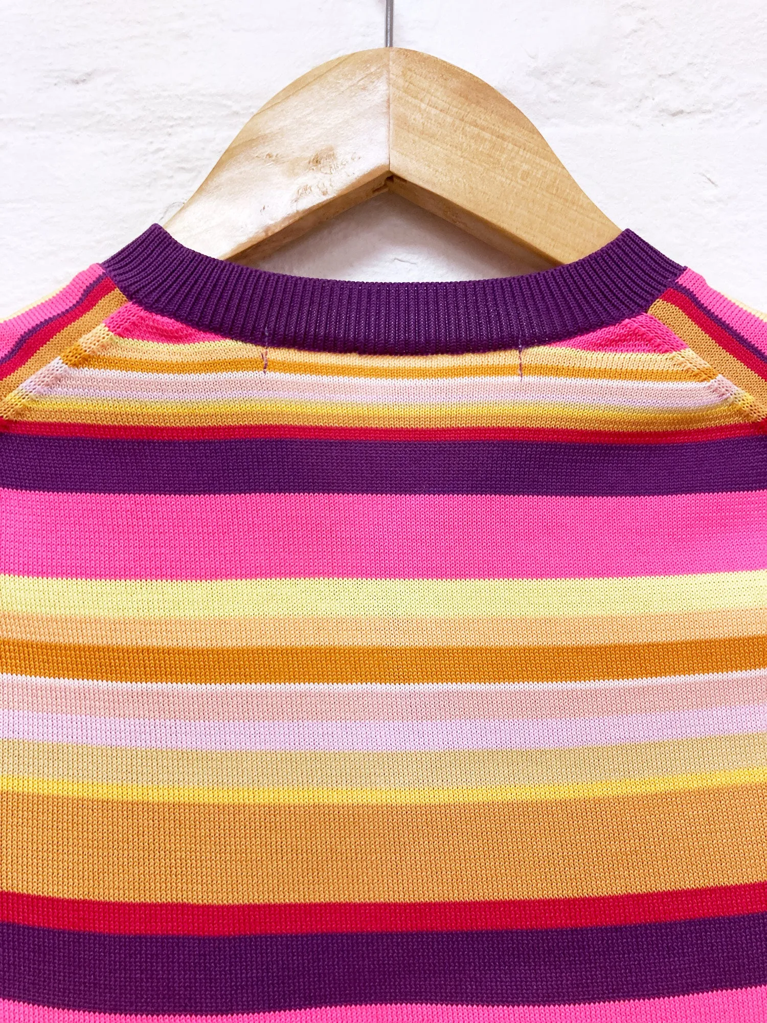 Comme des Garcons 1999 multicolour horizontal striped poly v neck sweater