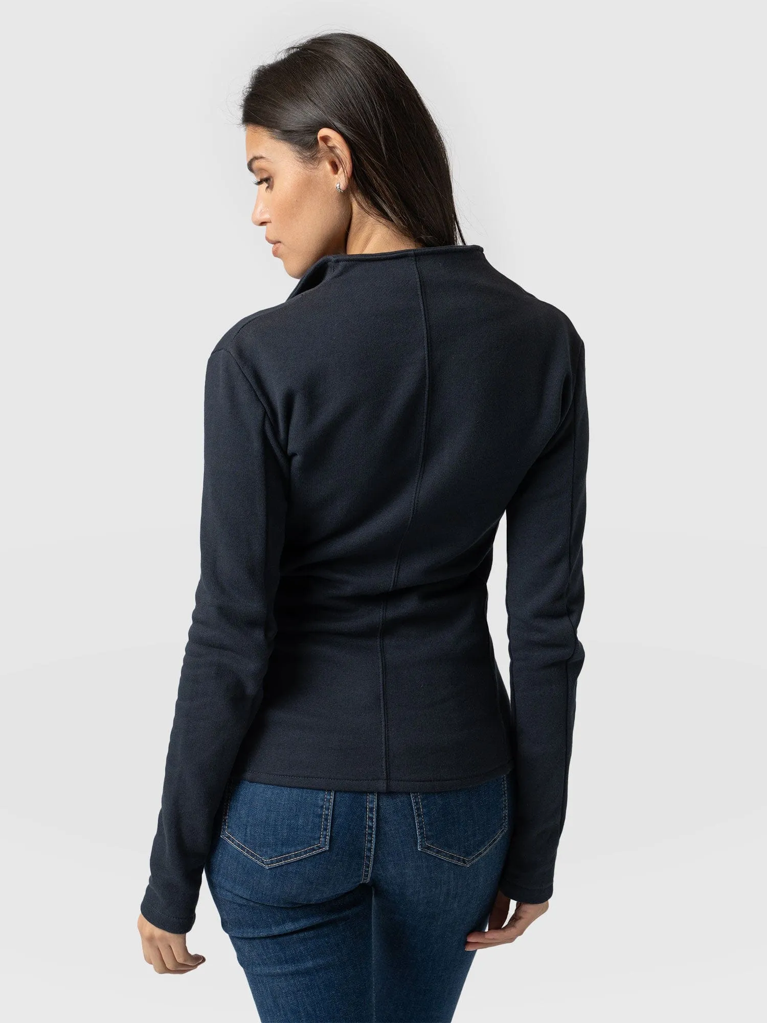 Cotton Biker Jacket - Navy